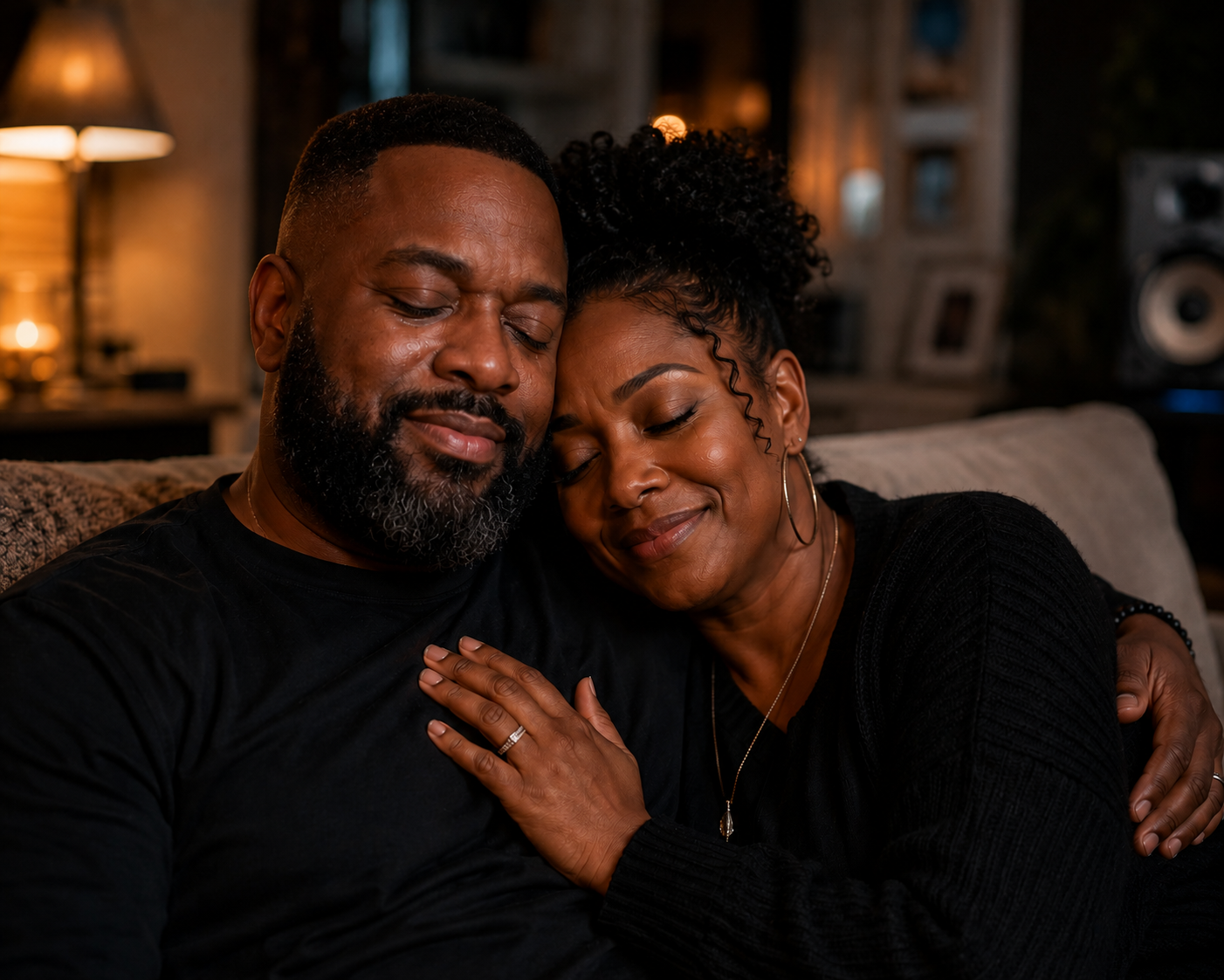 A couple moved to tears by their custom Kemetic Keys By Will song